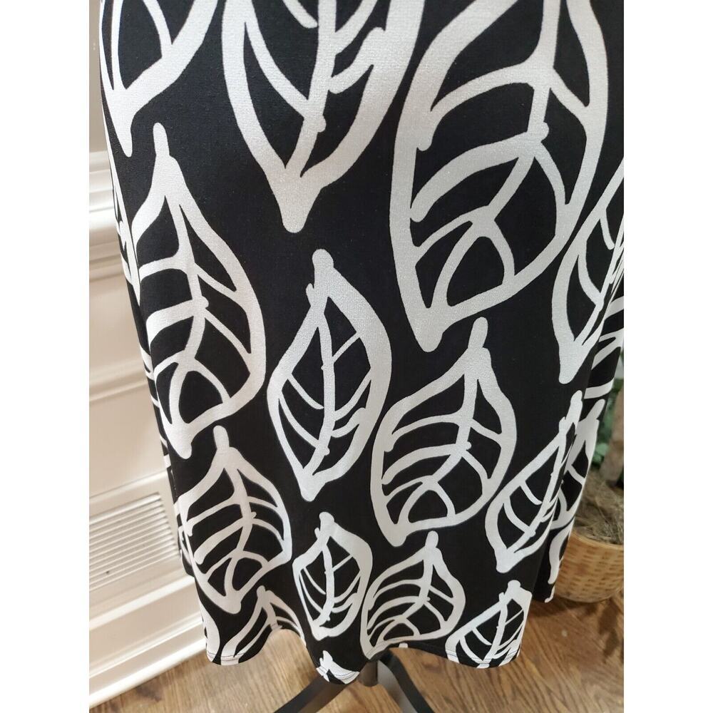 Just For Wraps Women Black/White Polyester V-Neck Sleeveless Knee Length Dress L - Picture 4 of 11
